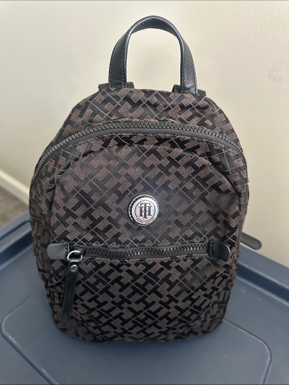Tommy Hilfiger Black/Brown Signature Mini Backpack